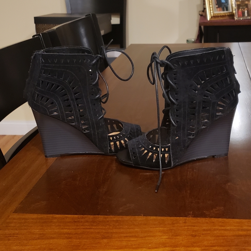 Lace Up Wedge Booties - Picture 2 of 7